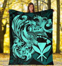 Polynesian Hawaii All Over Premium Blanket - Kanaka Maoli Blue Turtle - Polynesian Pride