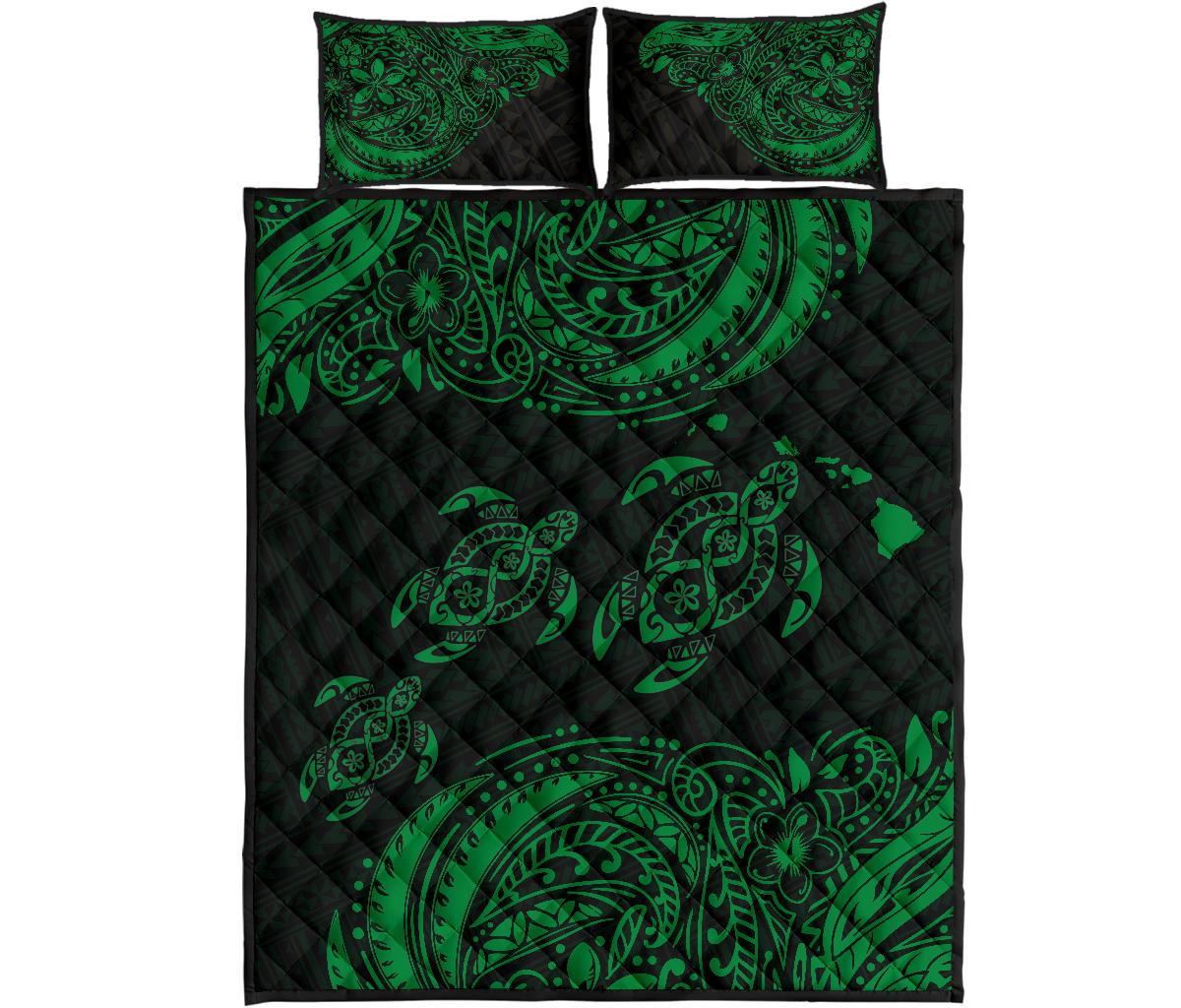 Hawaii Polynesian Quilt Bed Set - Green Sea Turtle - Polynesian Pride