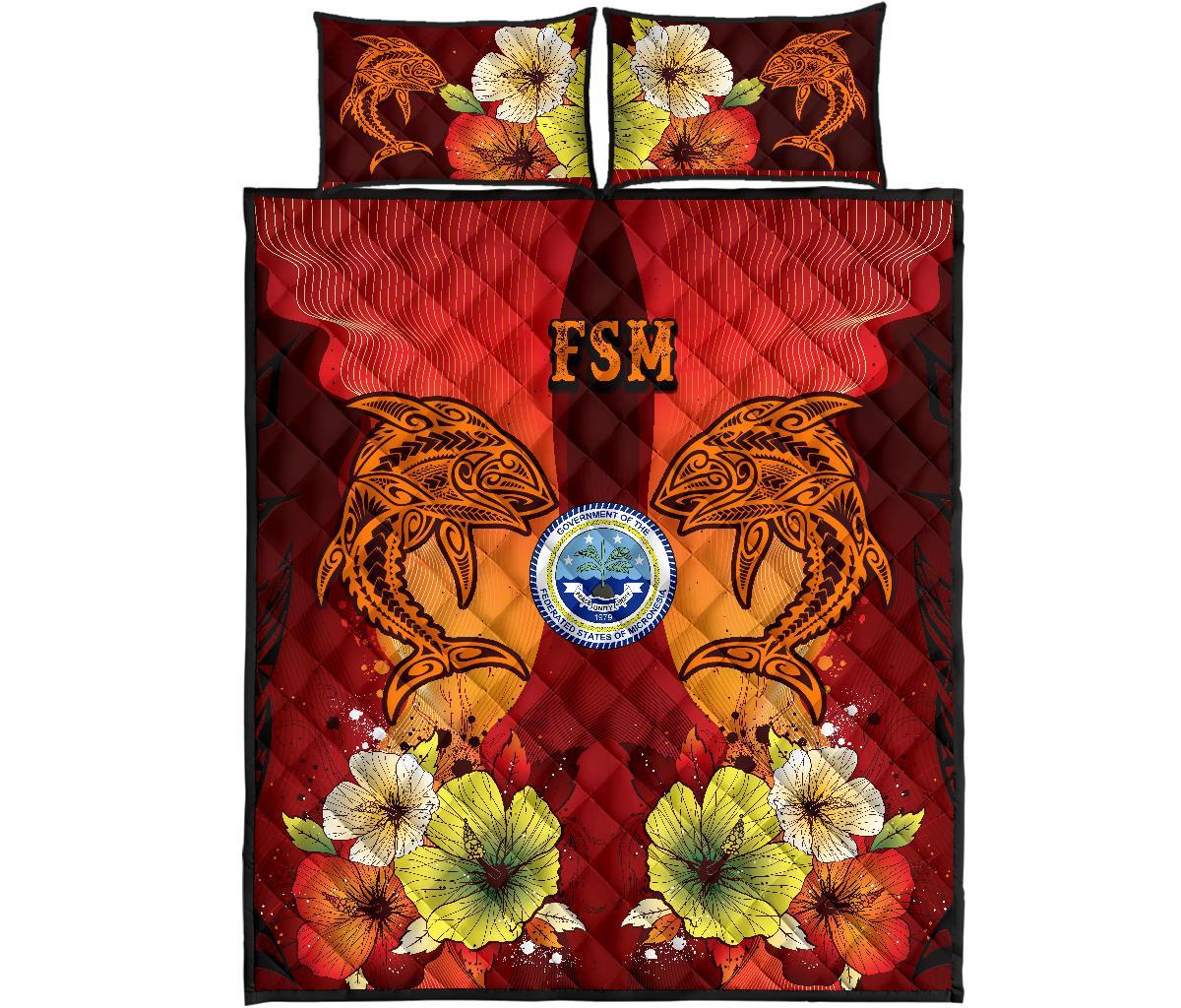 Federated States Of Micronesia Quilt Bed Sets - Tribal Tuna Fish - Polynesian Pride