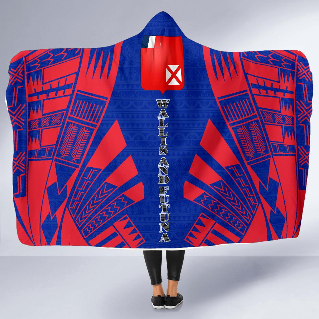 Wallis And Futuna Hooded Blanket - Polynesian Tattoo Flag - Polynesian Pride