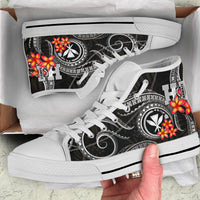 Polynesian Hawaii High Top Shoes - Black Plumeria - Polynesian Pride