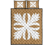 Hawaiian Royal Pattern Quilt Bed Set - Gold - C3 Style - Polynesian Pride