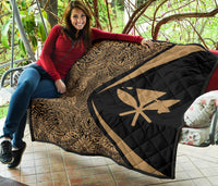 Hawaii Kanaka Polynesian Black Premium Quilt - Circle Style - Polynesian Pride