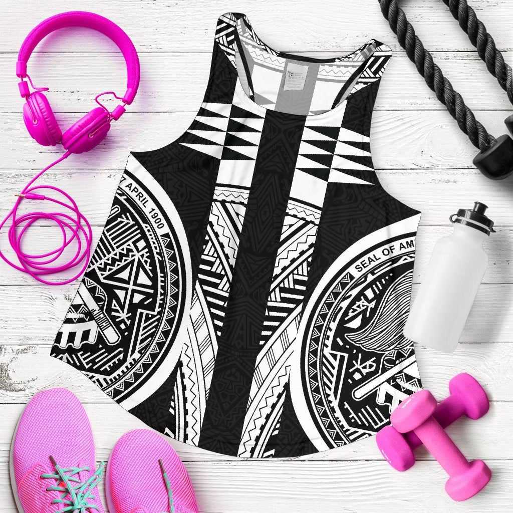 American Samoa Polynesian Women Racerback Tank - Black Armor Tattoo - Polynesian Pride