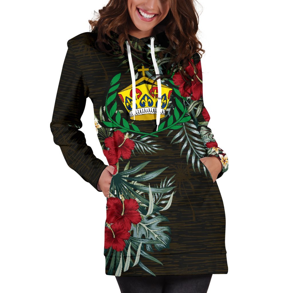 Tonga Hoodie Dress - Tonga Crown Hibiscus - Polynesian Pride