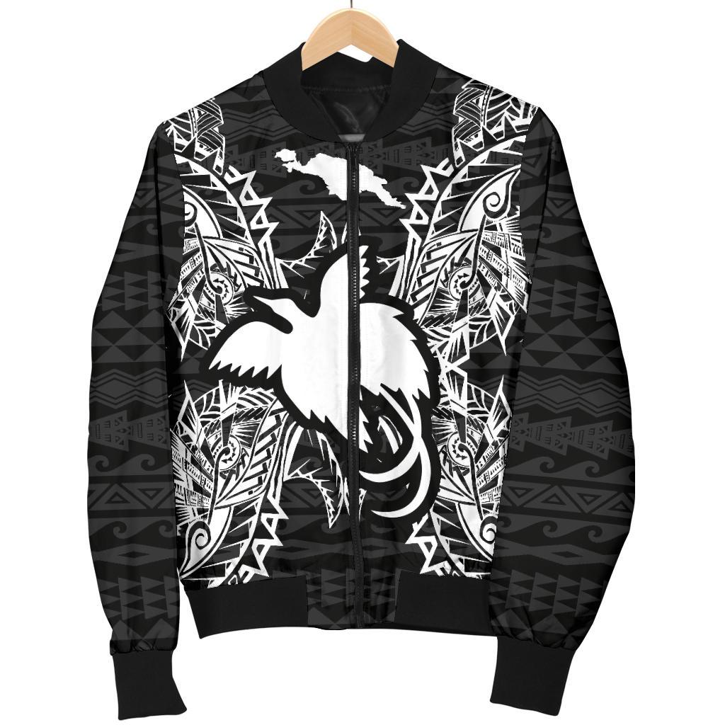 Papua New Guinea Polynesian Men's Bomber Jacket Map Black - Polynesian Pride