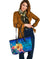 Hawaii Leather Tote Bag Hibiscus Plumeria Polynesian Blue AH - Polynesian Pride