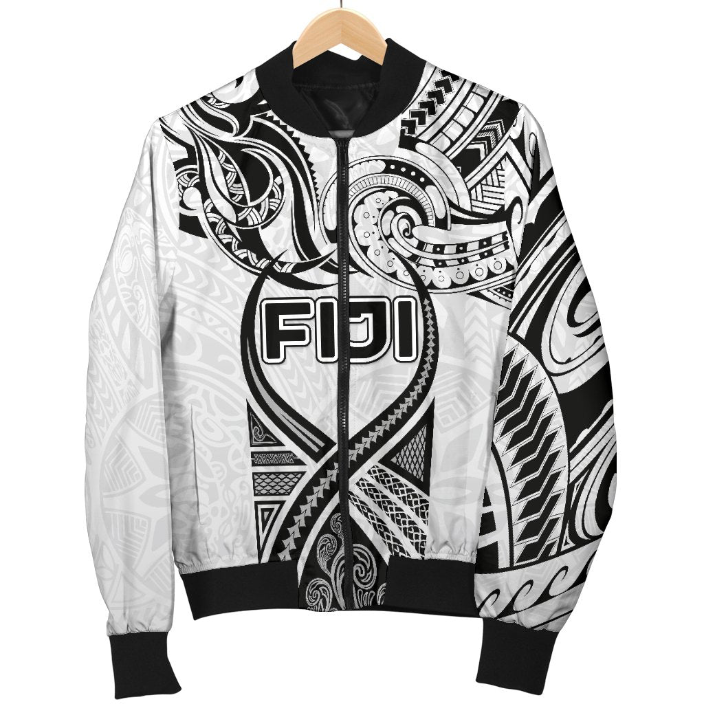 Fiji Rugby Men Bomber Jacket Polynesian Waves Style - Polynesian Pride