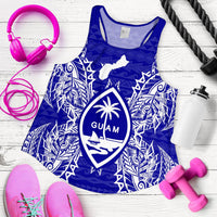 Guam Polynesian Women Tank Top Map Blue - Polynesian Pride