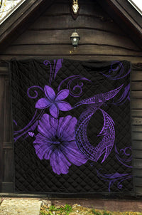 Hawaii Fish Hook Hibiscus Premium Quilt Purple - Polynesian Pride