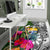 Nauru Area Rug White - Turtle Plumeria Banana Leaf Crest - Polynesian Pride