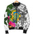 Tuvalu Men's Bomber Jacket White - Turtle Plumeria Banana Leaf - Polynesian Pride