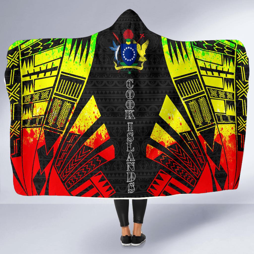 Cook Islands Hooded Blanket - Polynesian Tattoo Reggae - Polynesian Pride