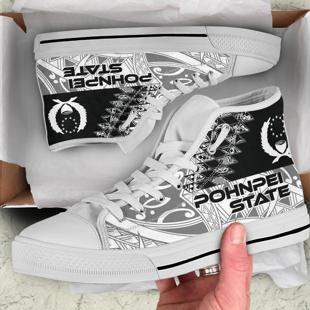 Pohnpei State High Top Shoes - White Color Symmetry Style - Polynesian Pride