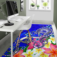 Samoa Area Rug - Turtle Plumeria (Blue) - Polynesian Pride