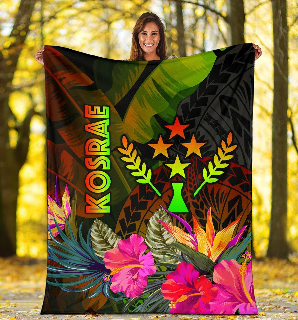Kosrae Polynesian Premium Blanket - Hibiscus and Banana Leaves - Polynesian Pride