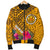 Hawaii Men's Bomber Jacket - Kanaka Maoli With Hibiscus On Polynesian Patterns (YELLOW) - Polynesian Pride