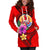 Tahiti Polynesian Women's Hoodie Dress - Floral With Seal Red - Polynesian Pride