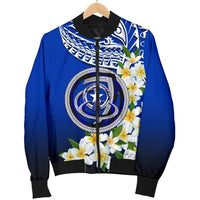 Northern Mariana Islands Men's Bomber Jacket - Polynesian Plumeria Pattern - Polynesian Pride