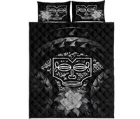 Marquesas Islands Polynesian Quilt Bed Set Hibiscus Gray - Polynesian Pride