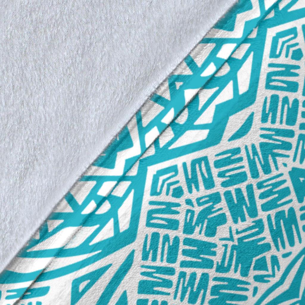 Hawaii Polynesian Tribal Premium Blanket - Circle Style Blue And White - Polynesian Pride