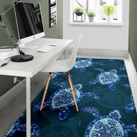 Blue Turtle Plumeria Area Rug - Polynesian Pride