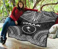 Chuuk Premium Quilt - Chuuk Flag Polynesian Chief Black Version - Polynesian Pride