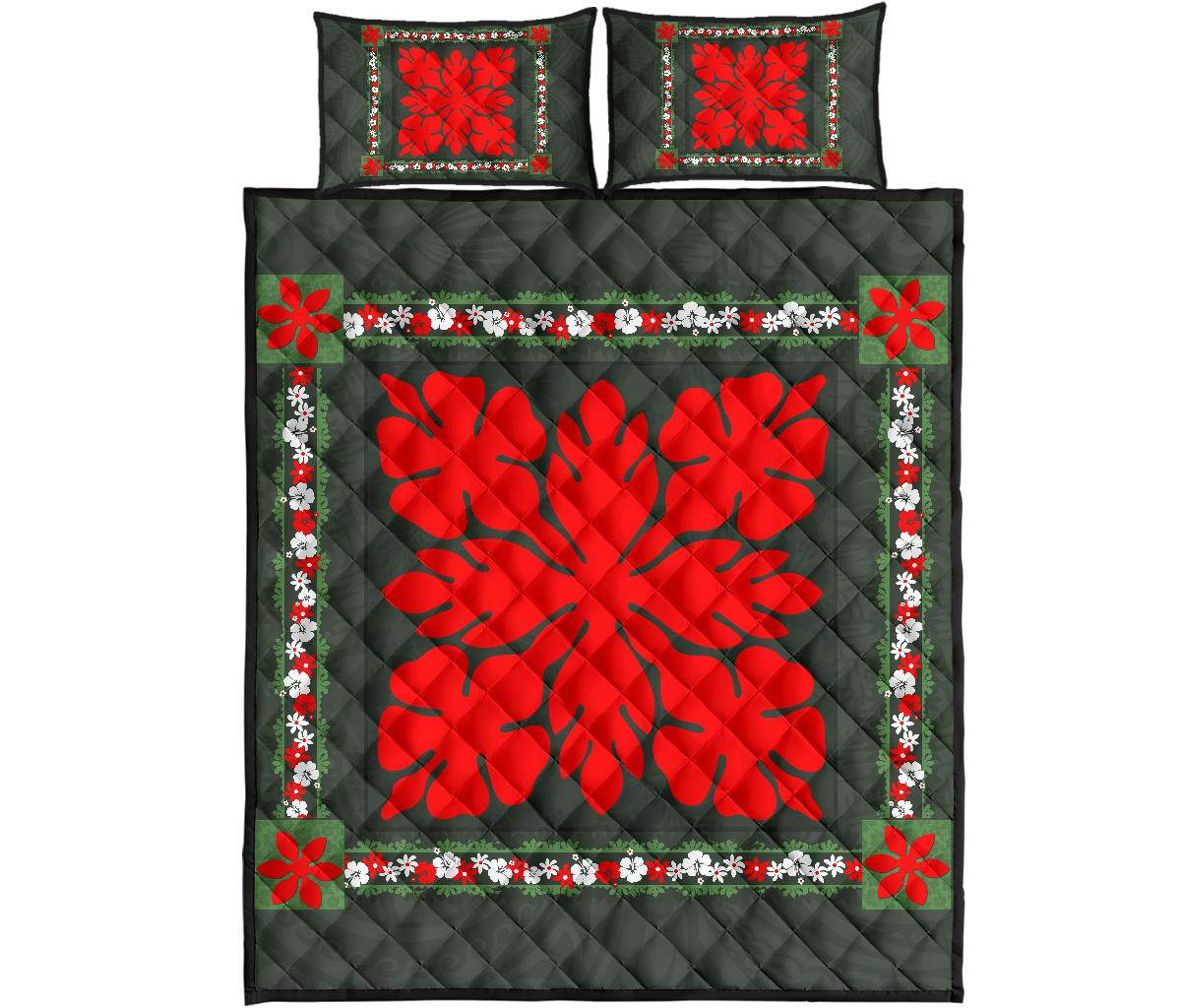 Hawaii Pattern Royal Quilt Bed Set - Nice Style Red - Polynesian Pride