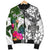 Chuuk Men's Bomber Jacket White - Turtle Plumeria Banana Leaf - Polynesian Pride