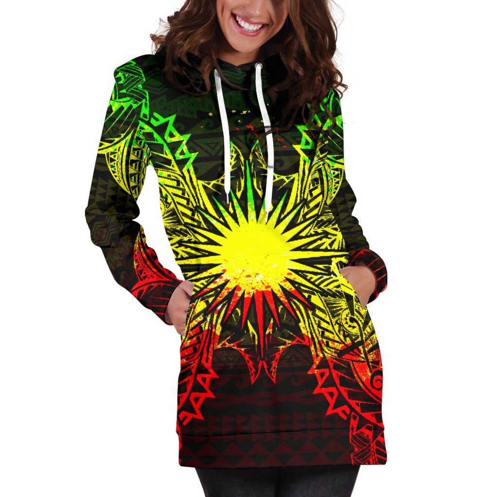 Marshall Islands Polynesian Hoodie Dress Map Reggae - Polynesian Pride