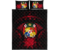 Tonga Polynesian Quilt Bed Set Hibiscus Red - Polynesian Pride