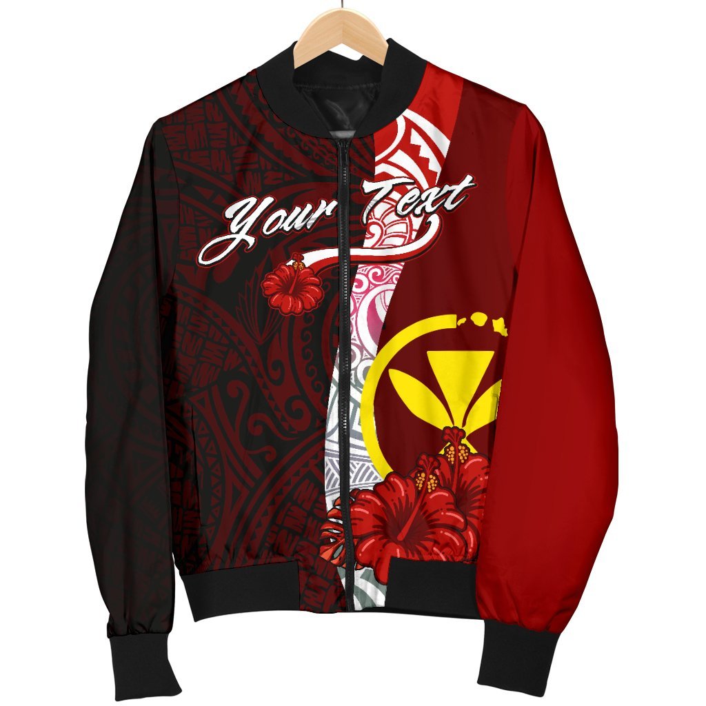 Hawaii Polynesian Custom Personalised Men's Bomber Jacket - Coat Of Arm With Hibiscus - Polynesian Pride