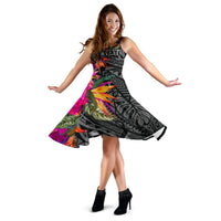 Polynesian Custom Personalised Midi Dress - Hibiscus Pattern - Polynesian Pride