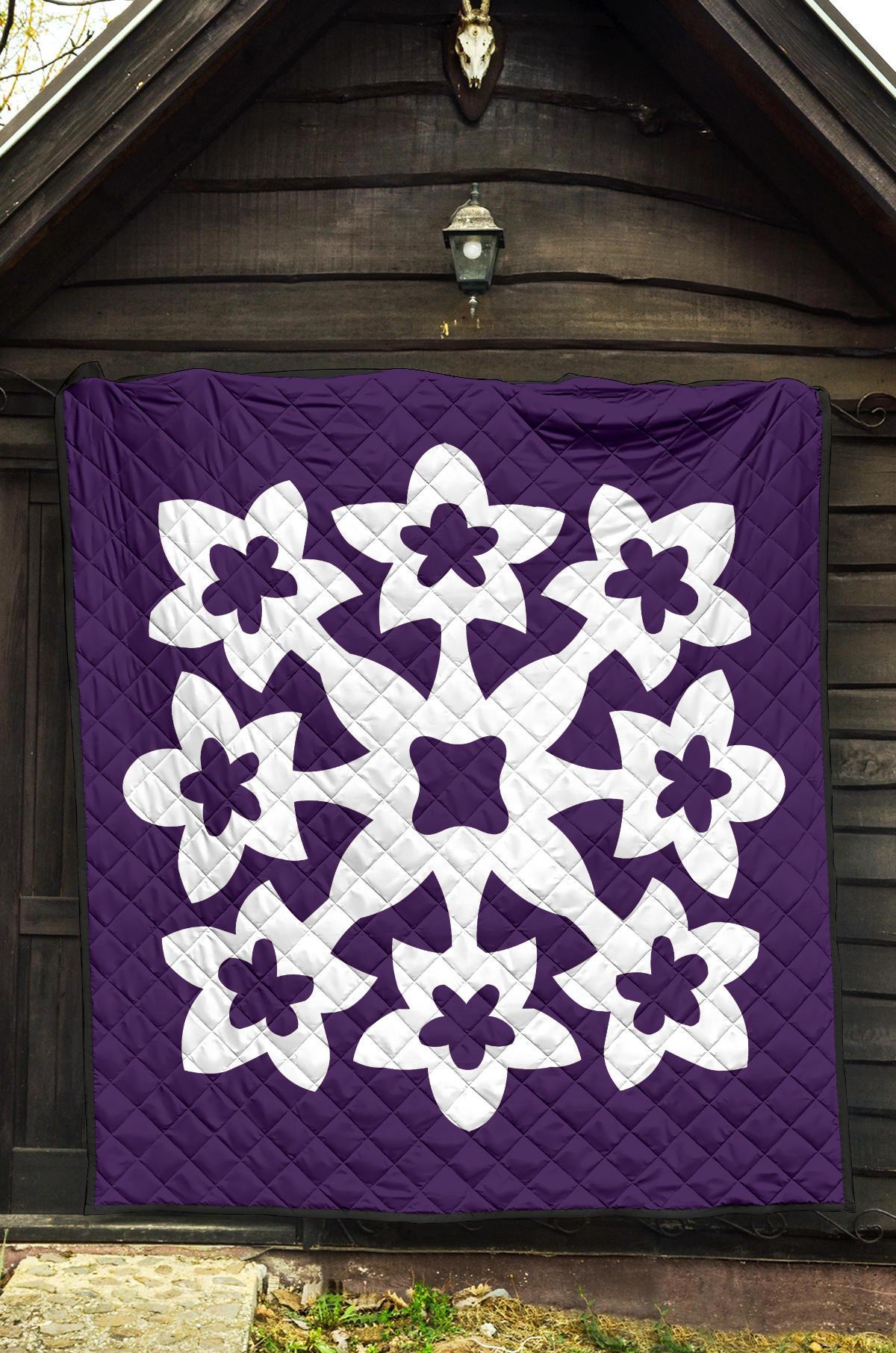 Hawaiian Premium Quilt Royal Pattern - Purple - A1 Style - Polynesian Pride