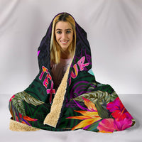 Polynesian Hawaii Personalised Kanaka Maoli Hooded Blanket - Summer Hibiscus - Polynesian Pride