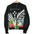 Kosrae Men's Bomber Jacket - Kosrae Coat of Arms & Polynesian Tropical Flowers White - Polynesian Pride