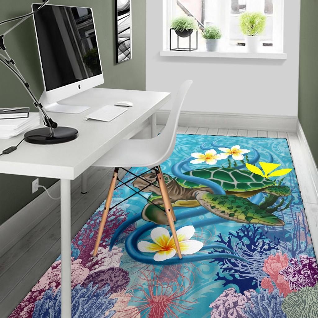 Hawaii Turtle Sea Cotral Polynesian Rug - Polynesian Pride