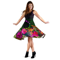 Cook Islands Polynesian Women's Midi Dress - Summer Hibiscus - Polynesian Pride