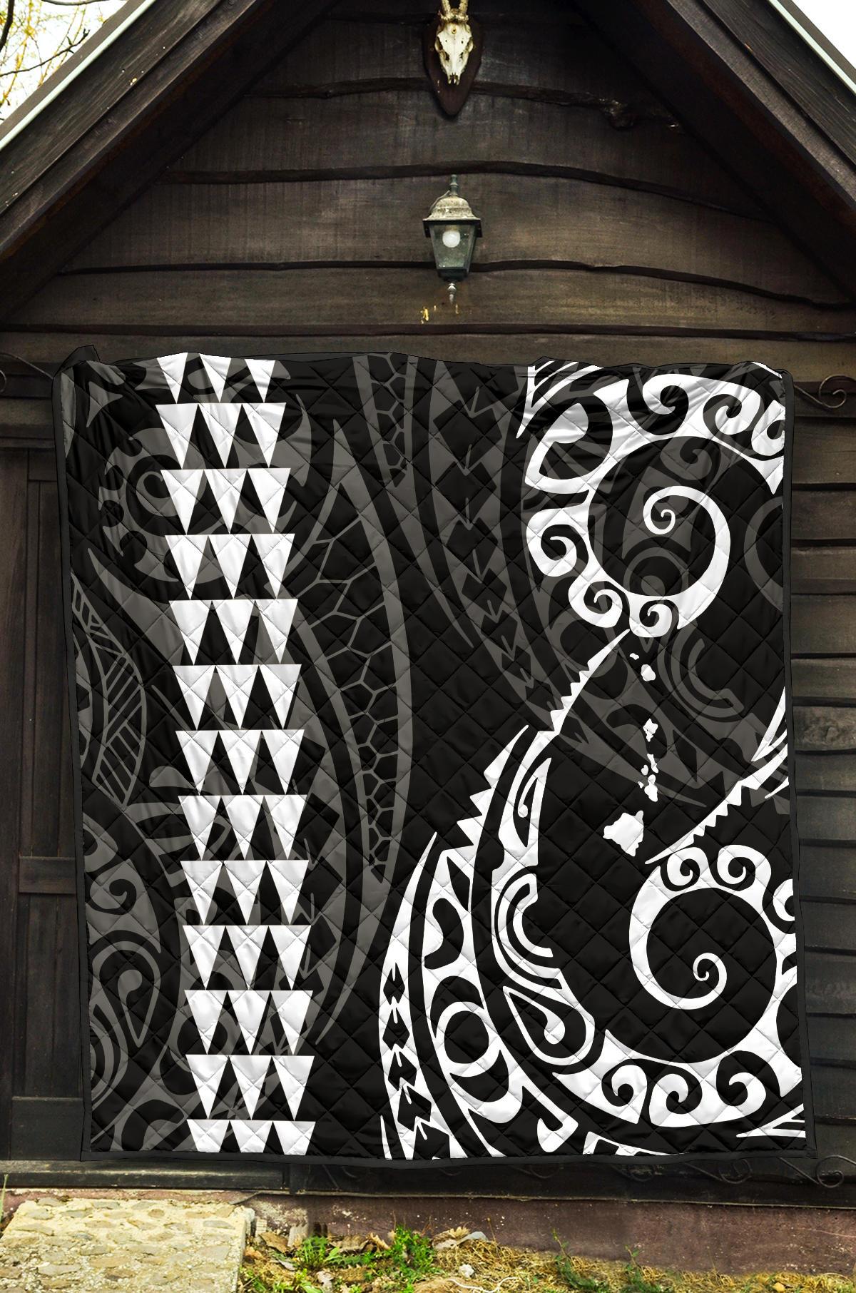 Hawaii Kakau White Polynesian Premium Quilt - Polynesian Pride