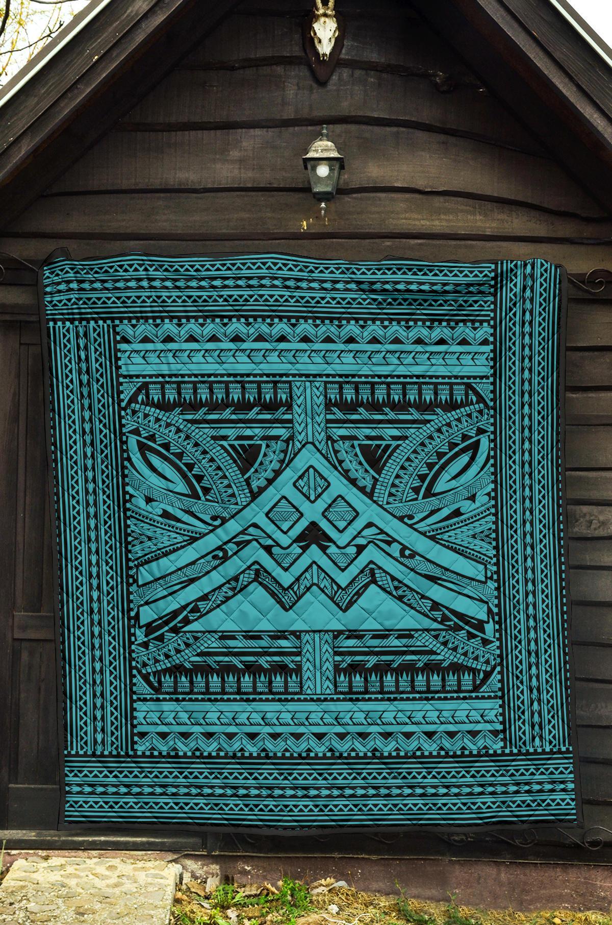 Hawaii Polynesian Mauna Kea Premium Quilt Blue - Polynesian Pride