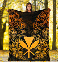 Polynesian Hawaii (Kanaka Maoli) Premium Blanket - Gold Turtle Homeland - Polynesian Pride