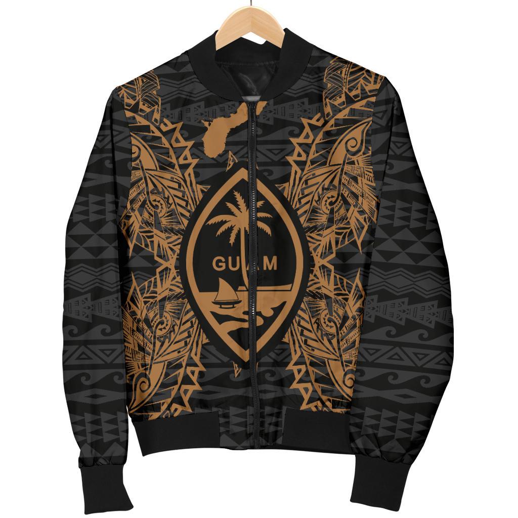 Guam Polynesian Men's Bomber Jacket Map Gold - Polynesian Pride