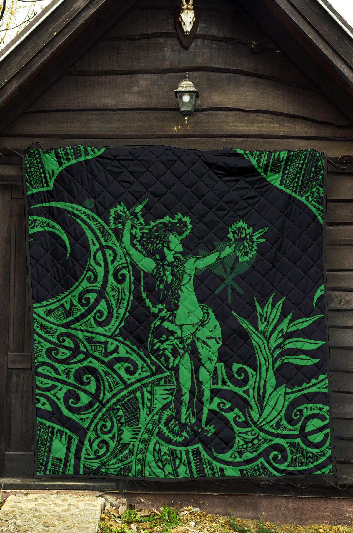Polynesian Hawaii Premium Quilt - Hula Girl Green - Polynesian Pride