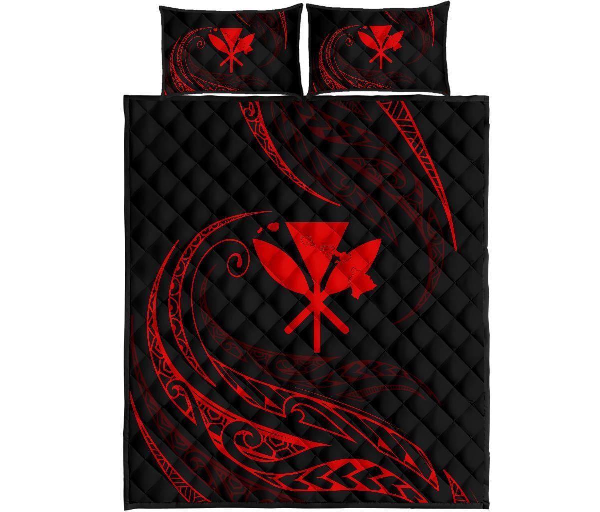 Kanaka Quilt Bed Set - Red - Frida Style Black - Polynesian Pride