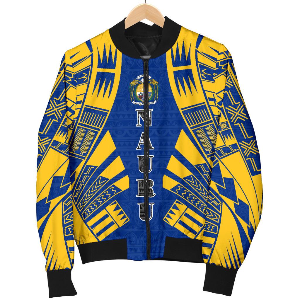 Nauru Men Bomber Jackets - Polynesian Tattoo Flag - Polynesian Pride