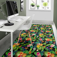 Tropical Pattern With Pineapples, Palm Leaves And Flowers. Rug - Polynesian Pride