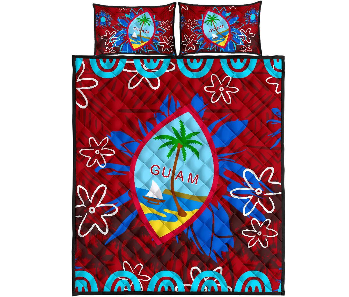 Guam Polynesian Quilt Bed Set - Guam Coat Of Arms Art - Polynesian Pride