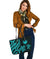 Northern Mariana Large Leather Tote Bag - Tentacle Turtle Turquoise - Polynesian Pride