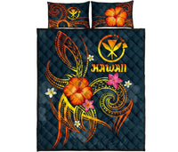 Polynesian Hawaii Quilt Bed Set - Legend of Kanaka Maoli (Blue) - Polynesian Pride