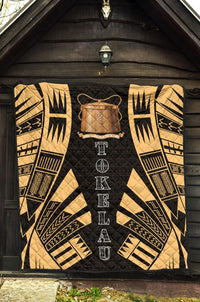 Tokelau Premium Quilt - Tokelau Coat Of Arms Polynesian Gold Tattoo - Polynesian Pride